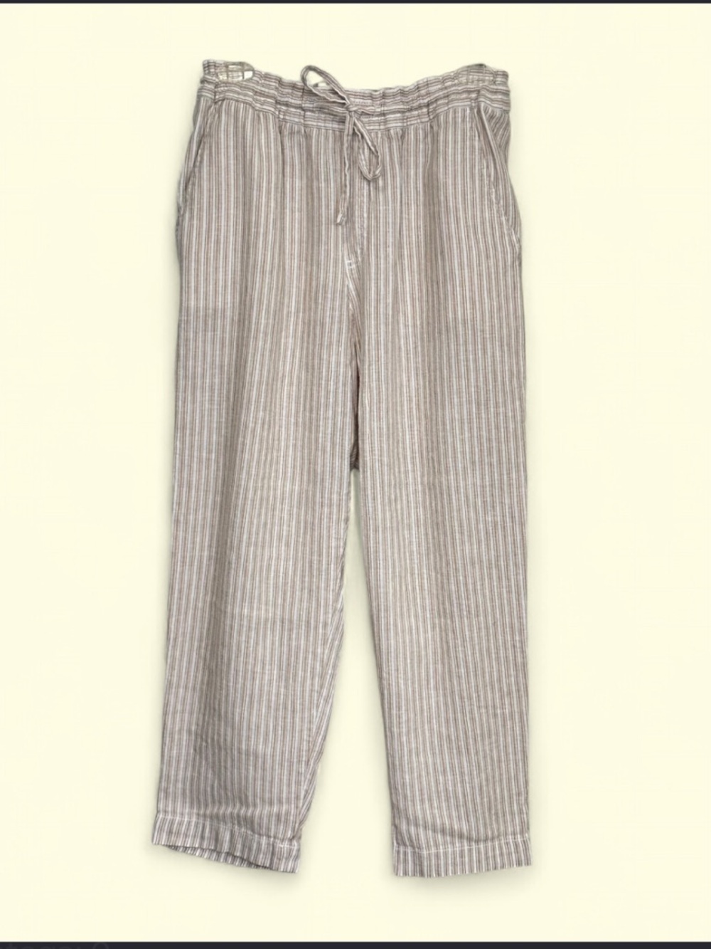 Gap Linen Coastal Beach Lightweight Khaki  Striped Easy Pant